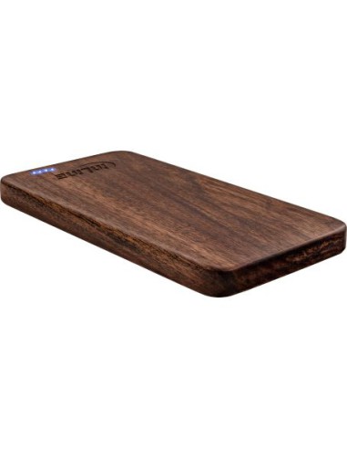 PowerBank USB InLine® woodplate 5.000mAh con LED, madera de nogal