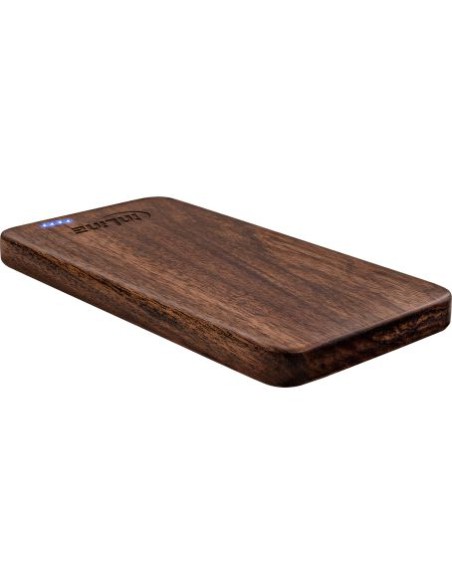 PowerBank USB InLine® woodplate 5.000mAh con LED, madera de nogal