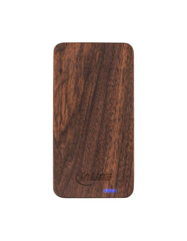 PowerBank USB InLine® woodplate 5.000mAh con LED, madera de nogal