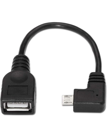 Cable Usb 2.0 Otg Acodado Tipo Micro B/M-A/H Negro 15Cm